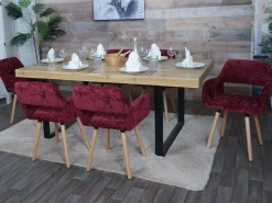 Silla de comedor MCW-A50 II (juego de 6), burdeos