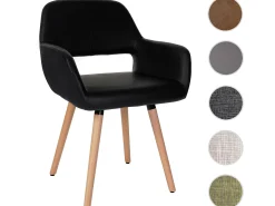 Silla de comedor MCW-A50 II, polipiel, negro, patas ligeras