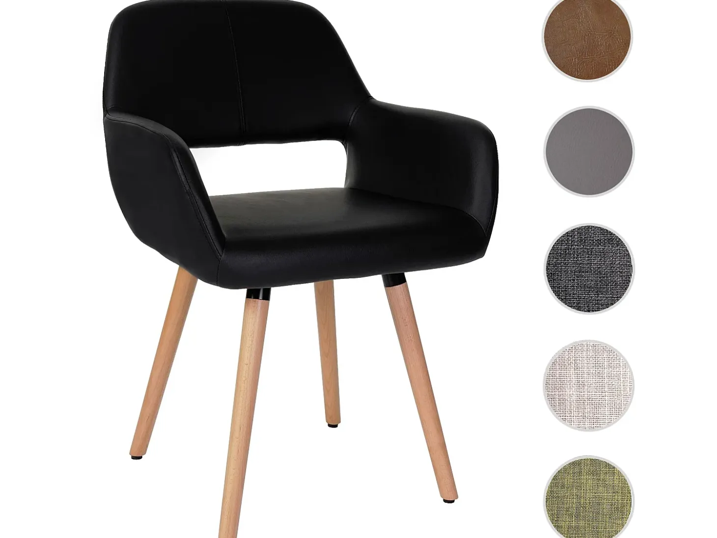 Silla de comedor MCW-A50 II, polipiel, negro, patas ligeras