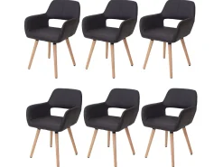 Silla de comedor MCW-A50 II (juego de 6), polipiel, marrón, patas claras