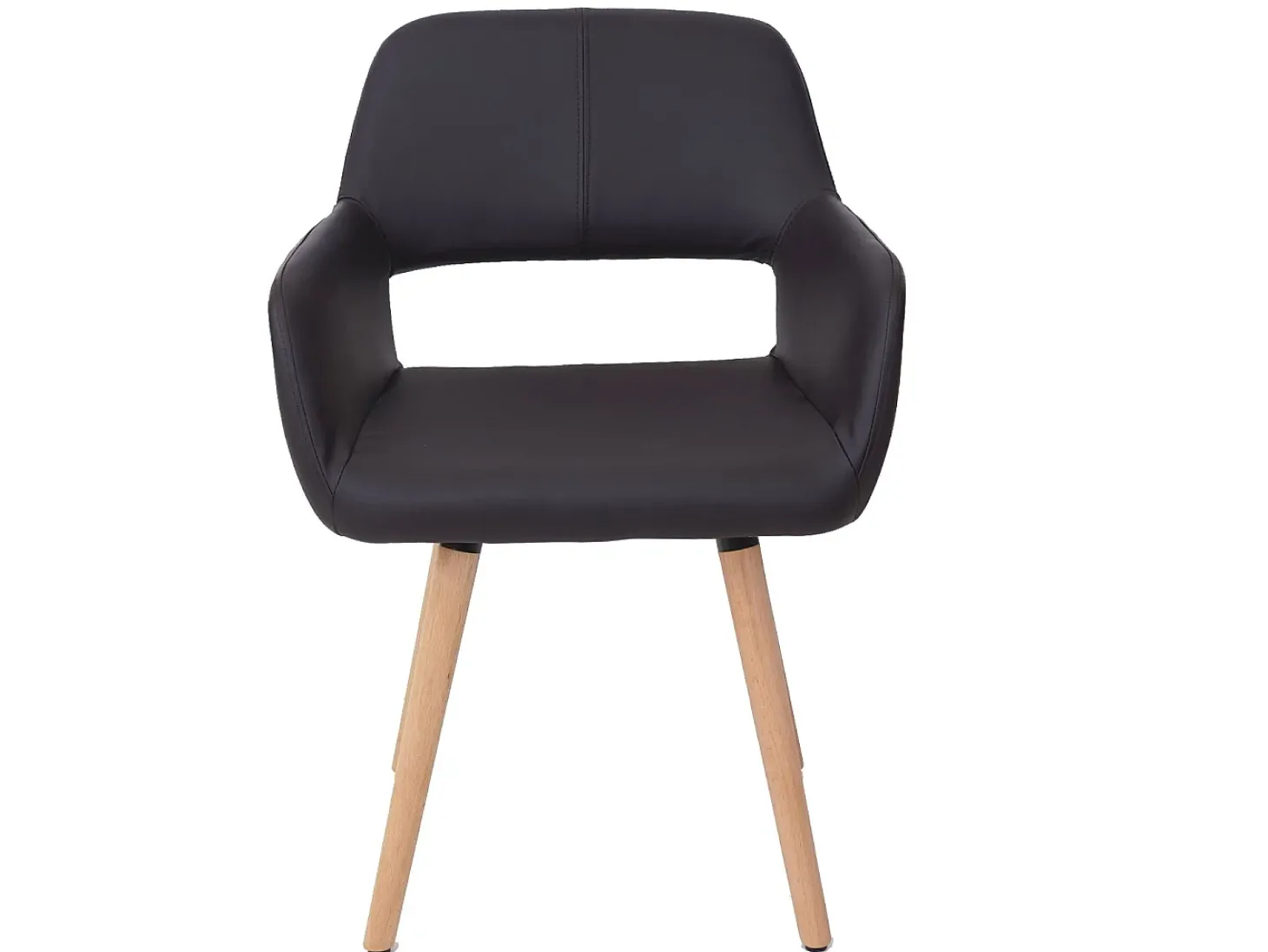 Silla de comedor MCW-A50 II (juego de 6), polipiel, marrón, patas claras