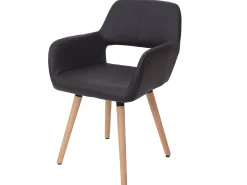 Silla de comedor MCW-A50 II (juego de 6), polipiel, marrón, patas claras