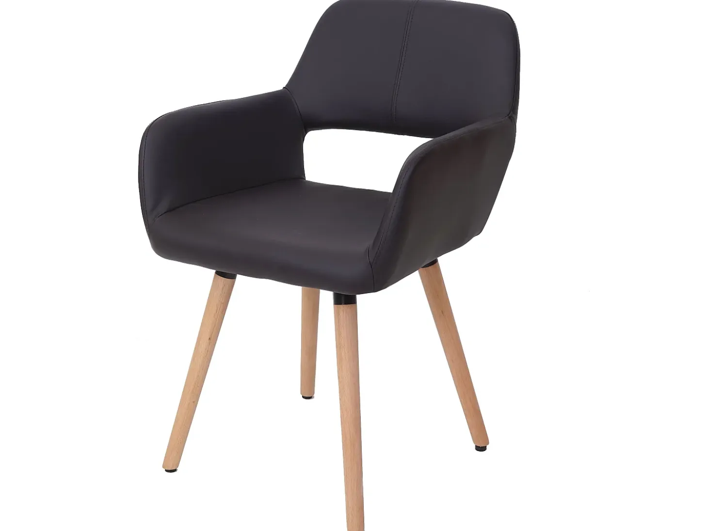 Silla de comedor MCW-A50 II (juego de 6), polipiel, marrón, patas claras