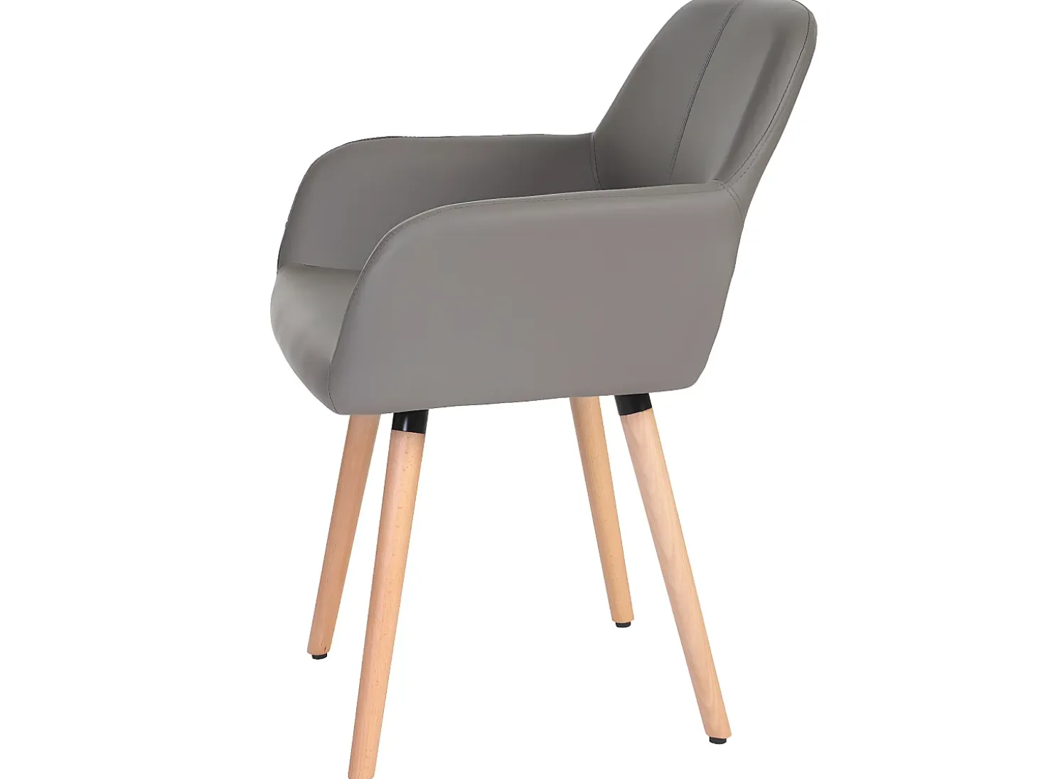 Silla de comedor MCW-A50 II, polipiel, gris topo, patas claras