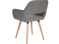 Silla de comedor MCW-A50 II, polipiel, gris topo, patas claras