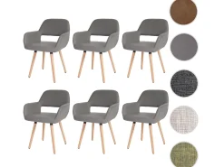 Silla de comedor MCW-A50 II (juego de 6), piel sintética, gris topo, patas claras