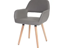 Silla de comedor MCW-A50 II (juego de 6), piel sintética, gris topo, patas claras