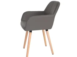 Silla de comedor MCW-A50 II, polipiel, gris, patas claras