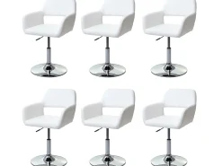 Silla de comedor MCW-A50 III (juego de 6), blanco, base cromada