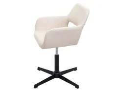 Silla de comedor MCW-A50 IV (juego de 6), polipiel color crema, base negra