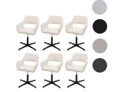 Silla de comedor MCW-A50 IV (juego de 6), polipiel color crema, base negra