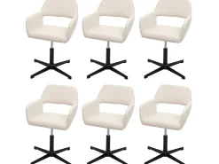 Silla de comedor MCW-A50 IV (juego de 6), polipiel color crema, base negra