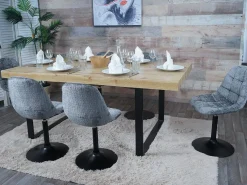 Silla de comedor MCW-A60 (juego de 6), gris oscuro