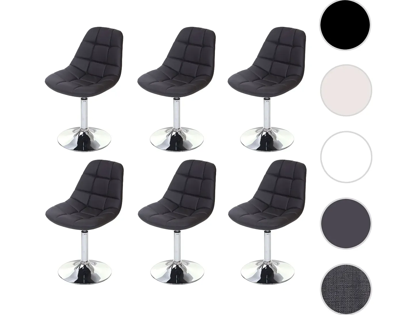 Silla de comedor MCW-A60 (juego de 6), polipiel marrón