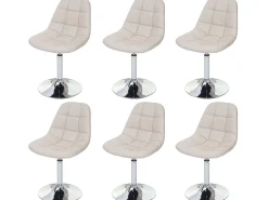Silla de comedor MCW-A60 (juego de 6), polipiel crema