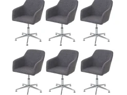 Silla de comedor MCW-A74 (juego de 6), textil, gris