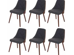 Silla de comedor MCW-A75 (juego de 6), textil gris
