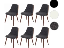 Silla de comedor MCW-A75 (juego de 6), textil gris