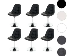 Silla de comedor MCW-A60 (juego de 6), piel sintética negra