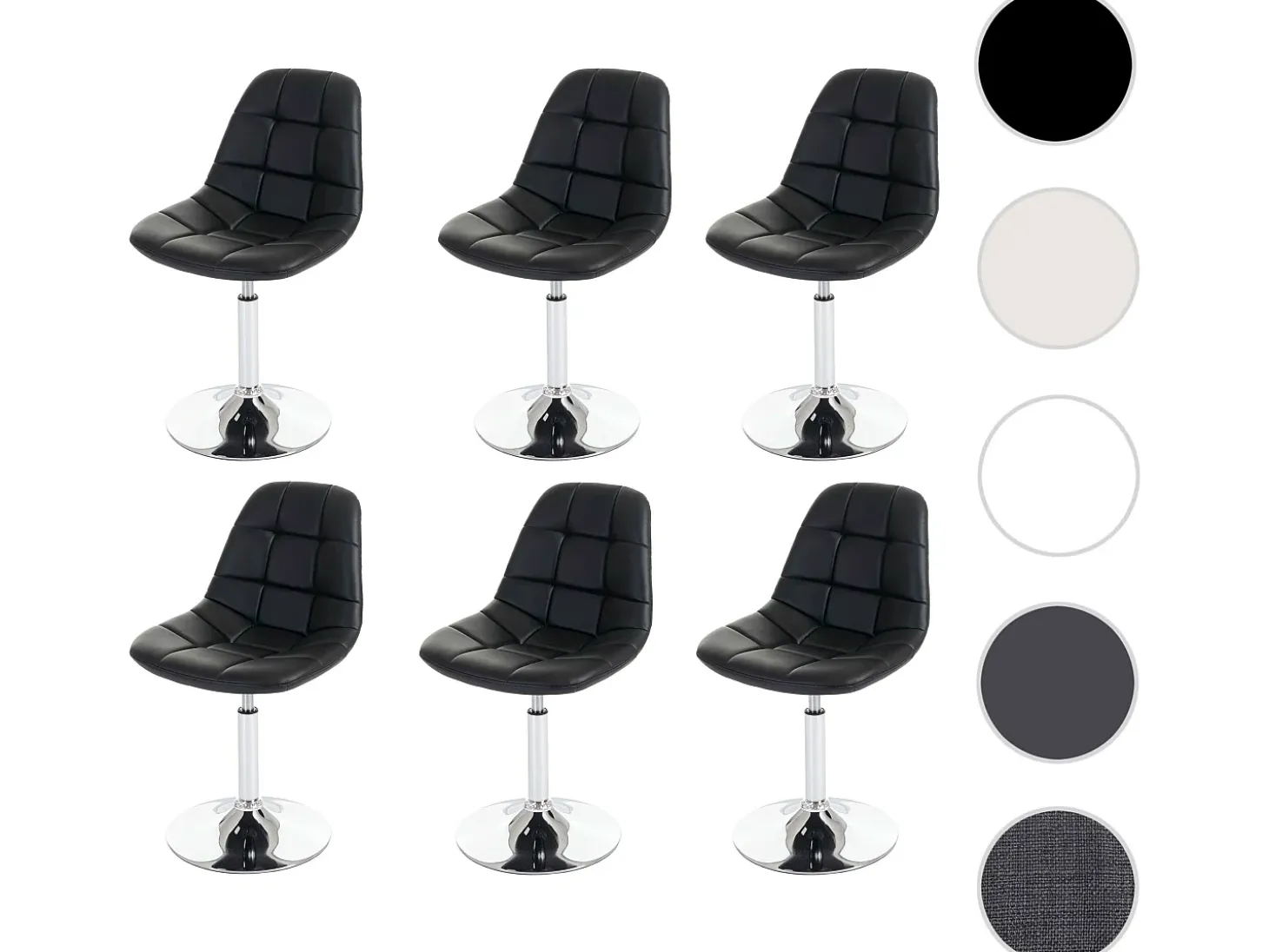 Silla de comedor MCW-A60 (juego de 6), piel sintética negra