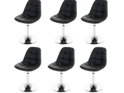 Silla de comedor MCW-A60 (juego de 6), piel sintética negra