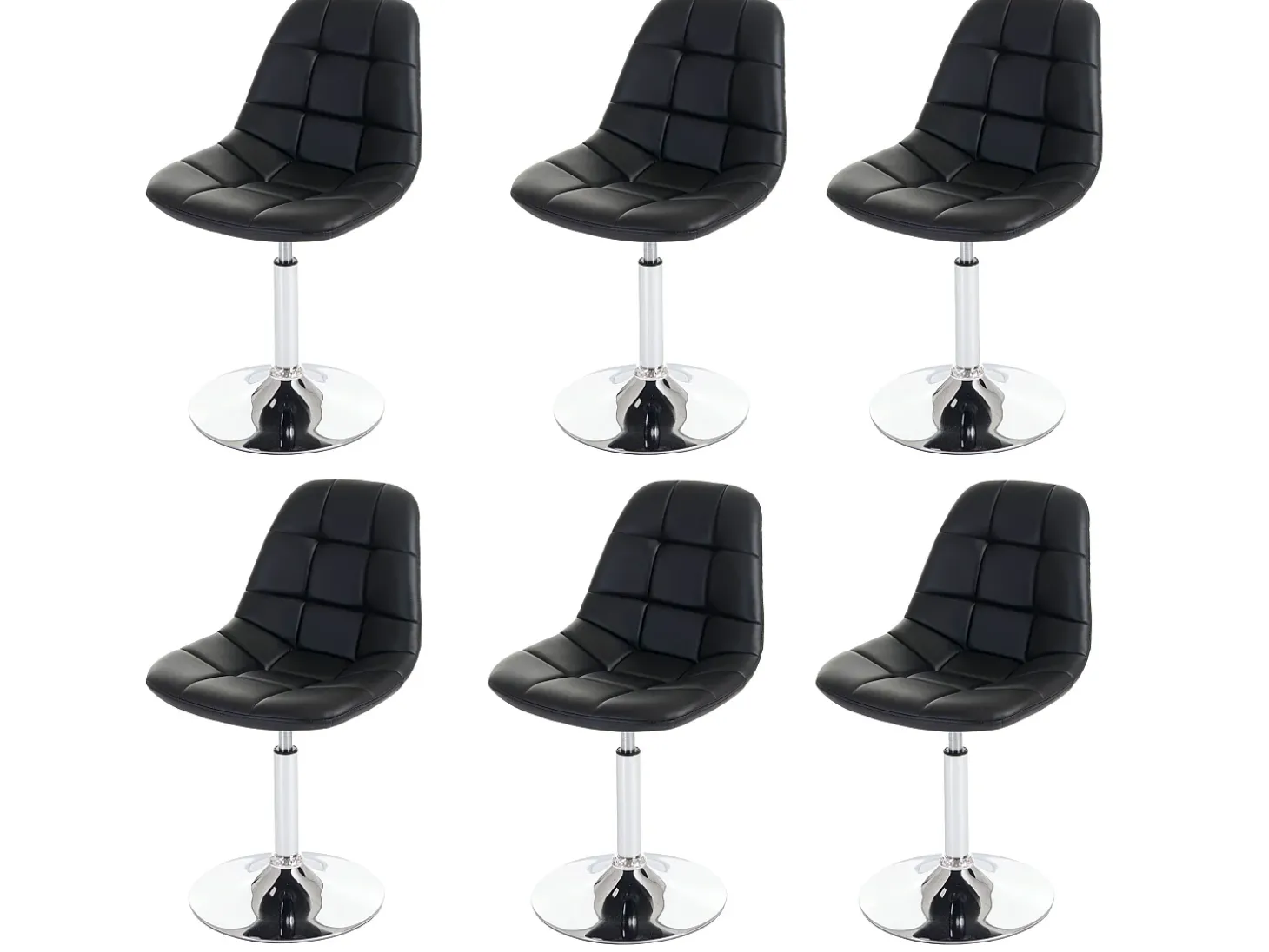 Silla de comedor MCW-A60 (juego de 6), piel sintética negra