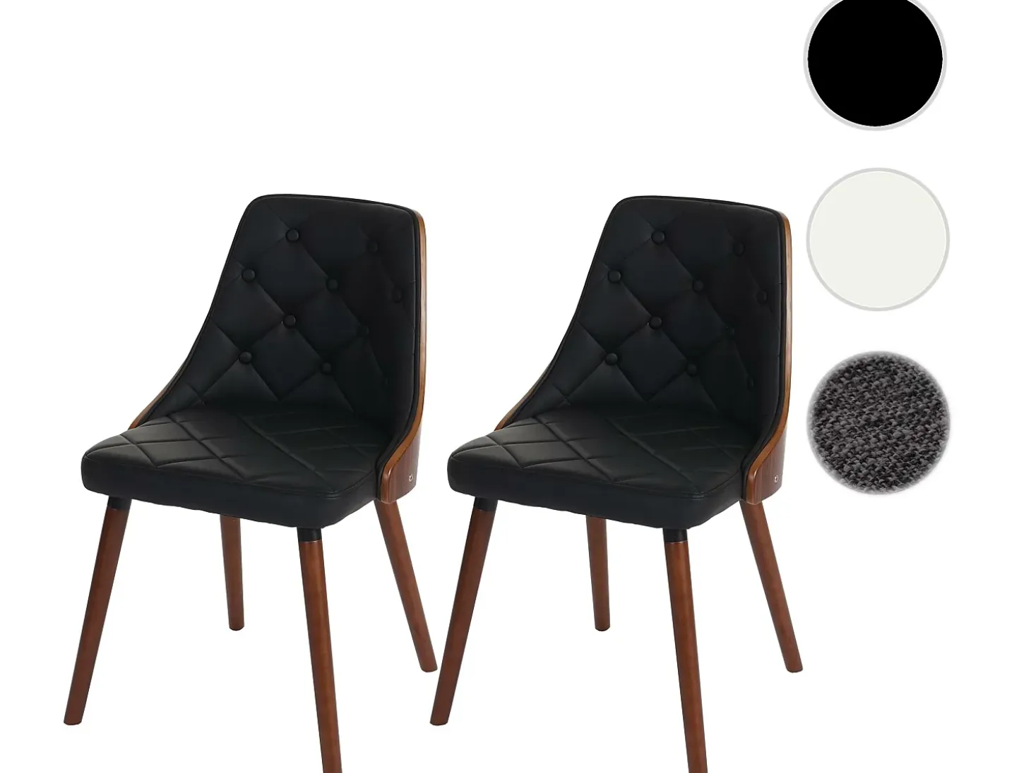 Silla de comedor MCW-A75 (set de 2), imitación cuero negro