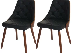 Silla de comedor MCW-A75 (set de 2), imitación cuero negro