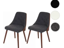 Silla de comedor MCW-A75 (set de 2), textil gris