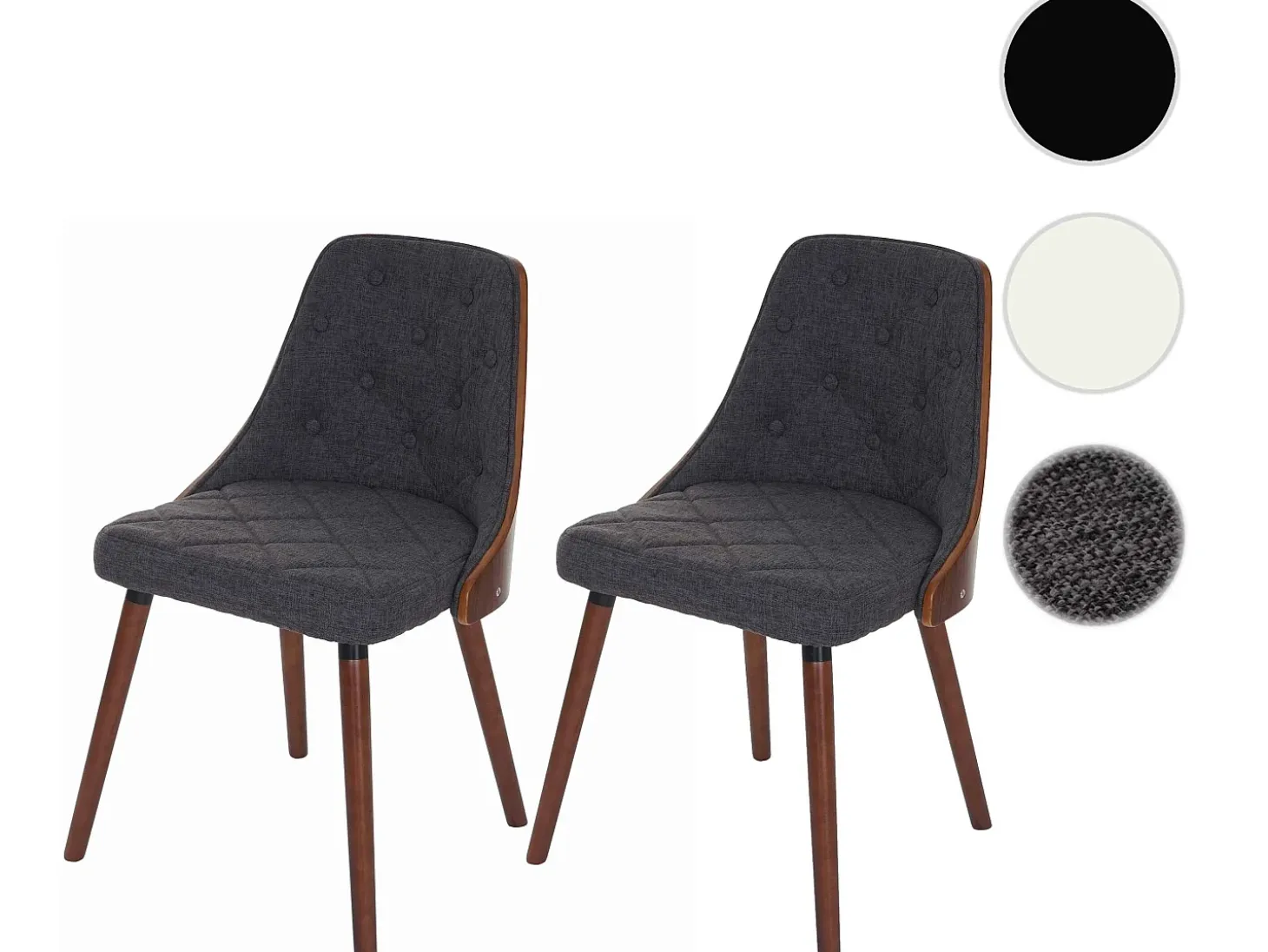 Silla de comedor MCW-A75 (set de 2), textil gris