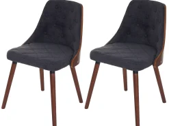 Silla de comedor MCW-A75 (set de 2), textil gris