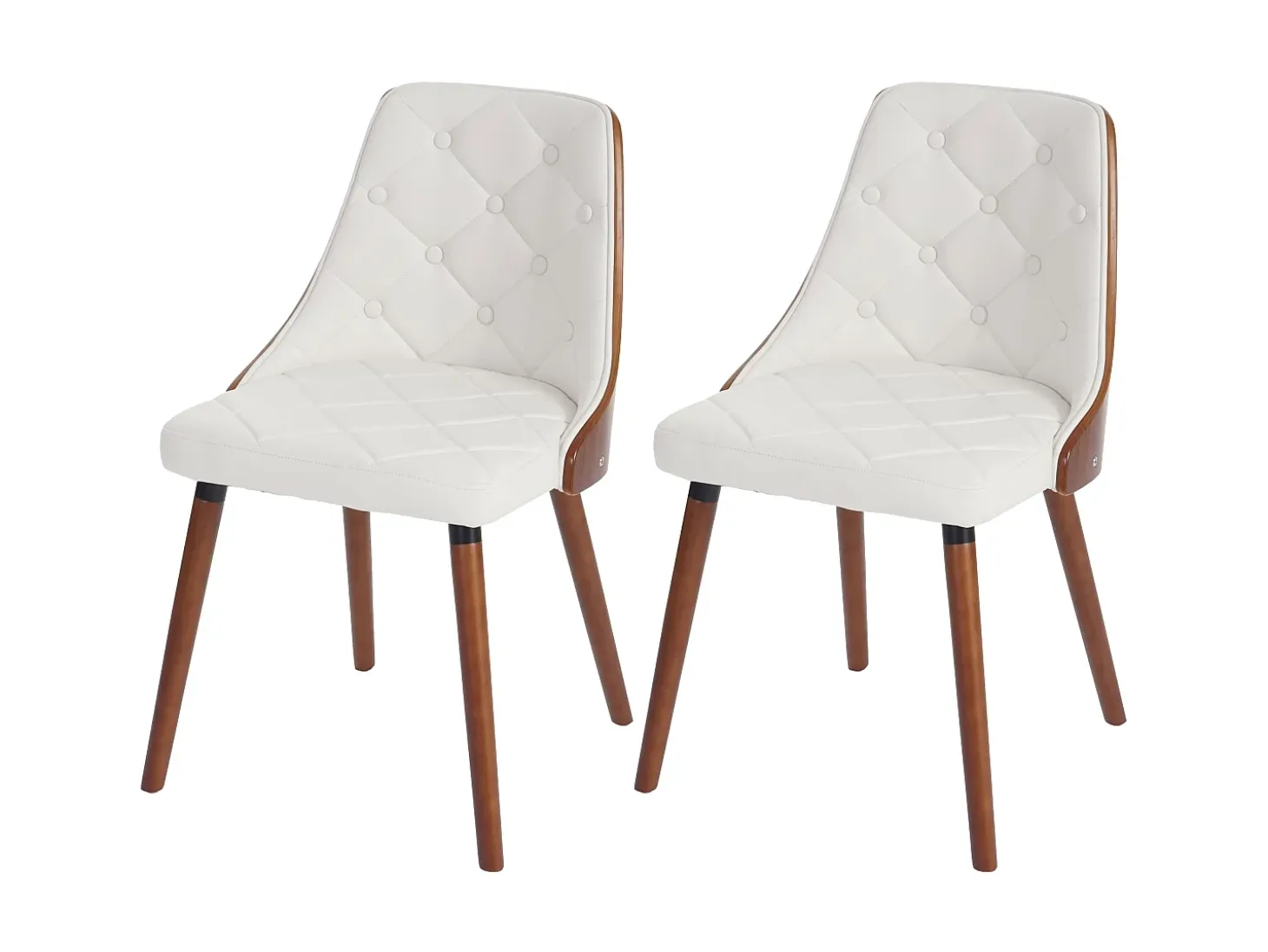 Silla de comedor MCW-A75 (set de 2), polipiel blanca