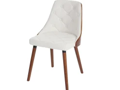 Silla de comedor MCW-A75 (set de 2), polipiel blanca