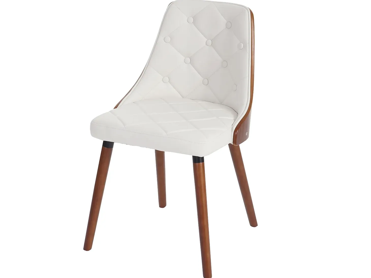 Silla de comedor MCW-A75 (set de 2), polipiel blanca