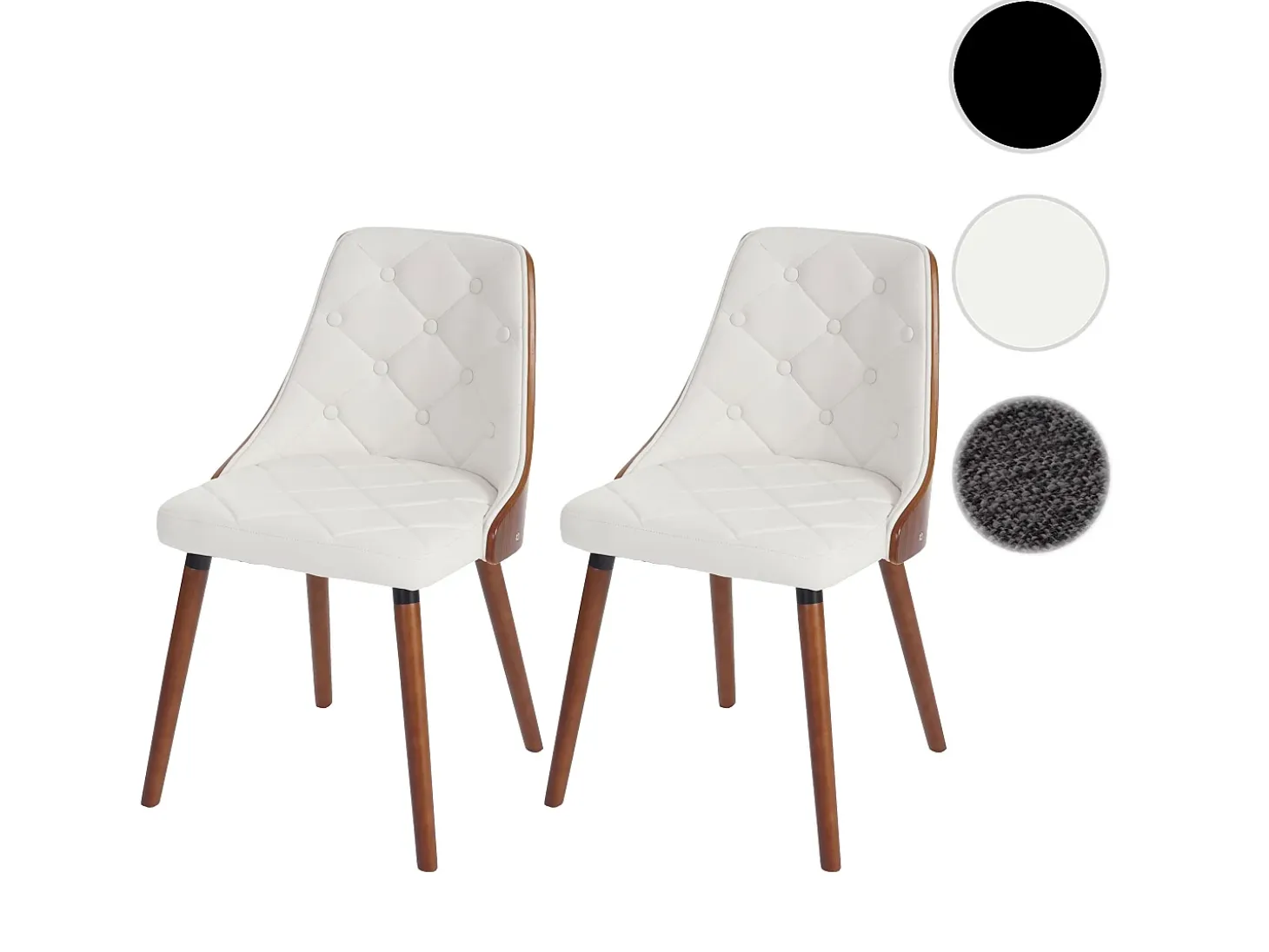 Silla de comedor MCW-A75 (set de 2), polipiel blanca