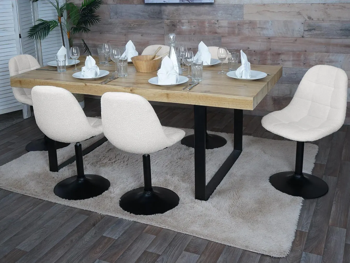Silla de comedor MCW-A60 (set de 2), beige
