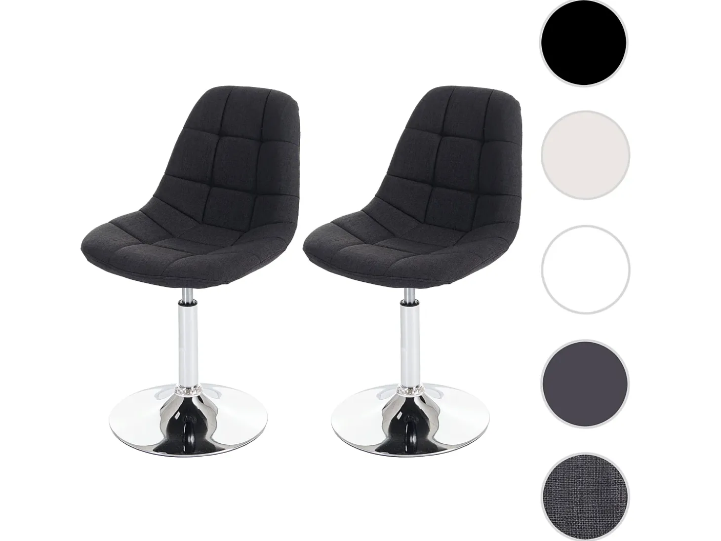 Silla de comedor MCW-A60 (set de 2), textil gris oscuro