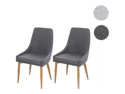 Silla de comedor MCW-B44 II (set de 2), tela/textil gris oscuro