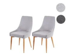 Silla de comedor MCW-B44 II (set de 2), tela/textil gris