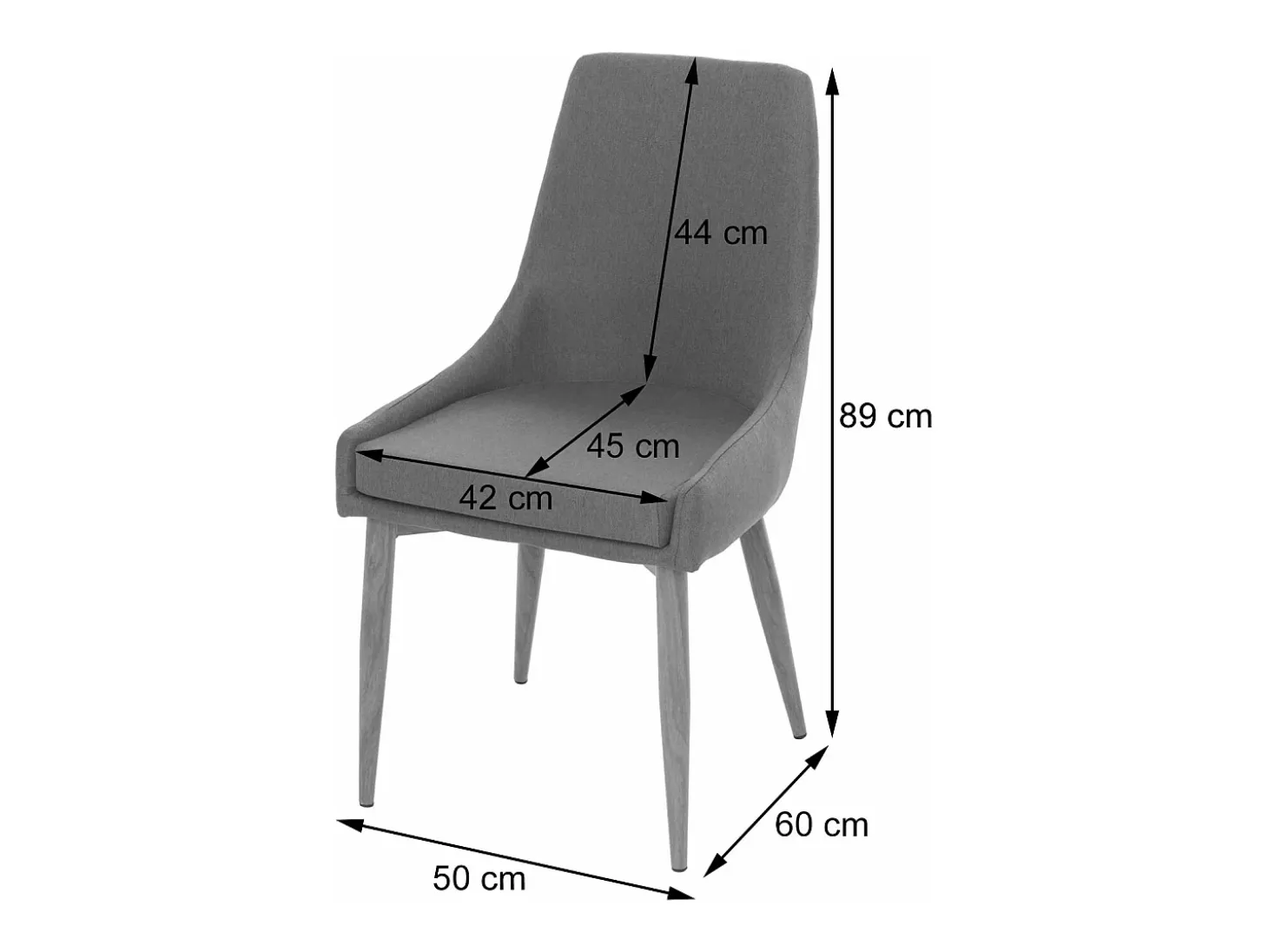 Silla de comedor MCW-B44 II (set de 2), tela/textil gris