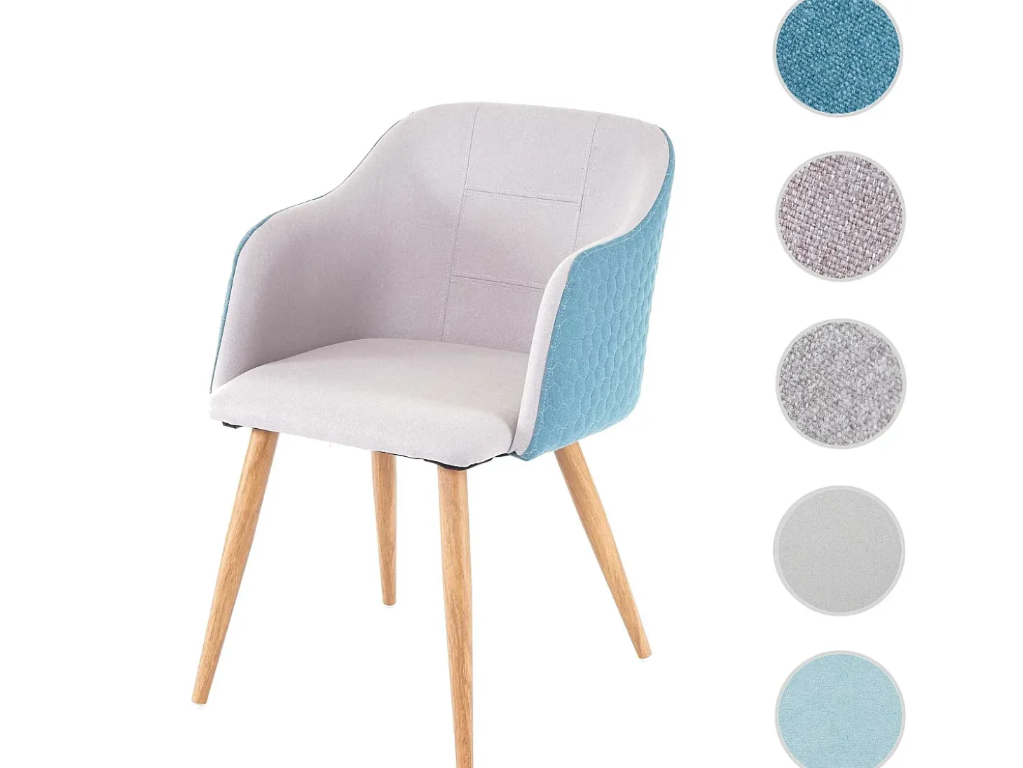Silla de comedor MCW-D71, gris claro-turquesa