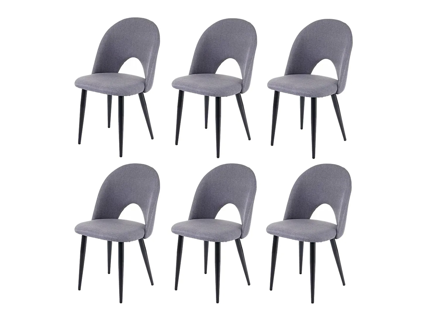 Silla de comedor MCW-D73 (juego de 6), gris oscuro