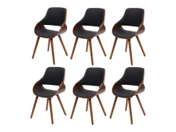 Silla de comedor MCW-D23 (juego de 6), Cuero sintético negro