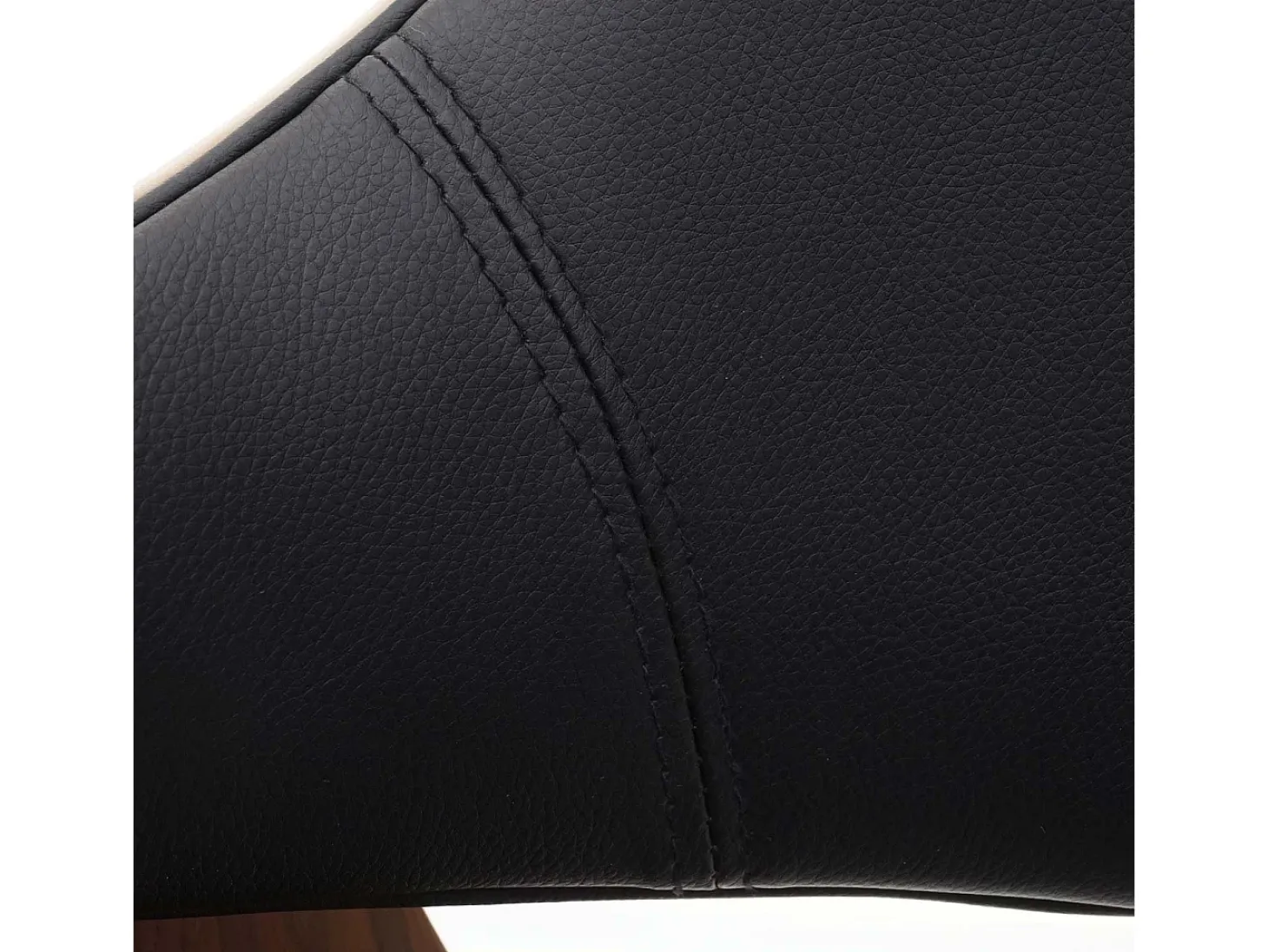 Silla de comedor MCW-D23 (juego de 6), Cuero sintético negro