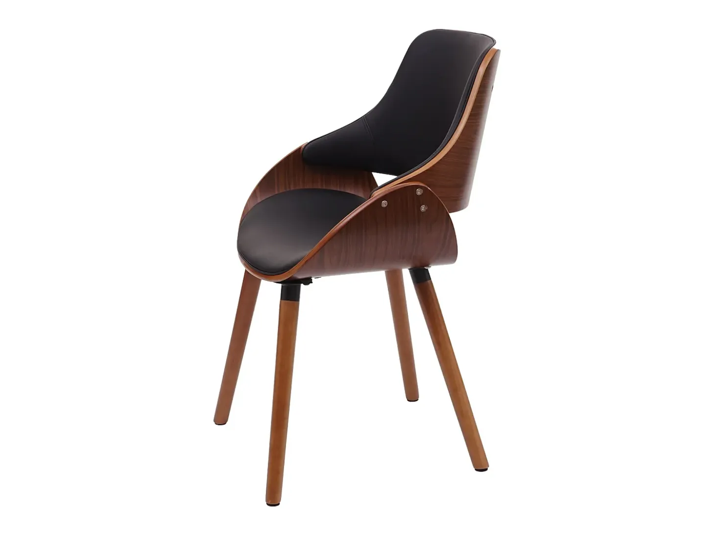 Silla de comedor MCW-D23 (juego de 6), Cuero sintético negro