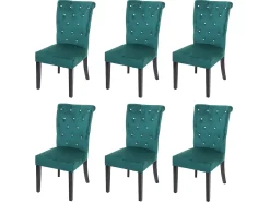 Silla de comedor MCW-D22 (juego de 6), verde oscuro, patas negras