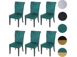 Silla de comedor MCW-D22 (juego de 6), verde oscuro, patas negras