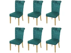 Silla de comedor MCW-D22 (juego de 6), verde oscuro, patas doradas