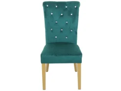 Silla de comedor MCW-D22 (juego de 6), verde oscuro, patas doradas