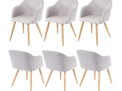 Silla de comedor MCW-D71 (juego de 6), gris claro